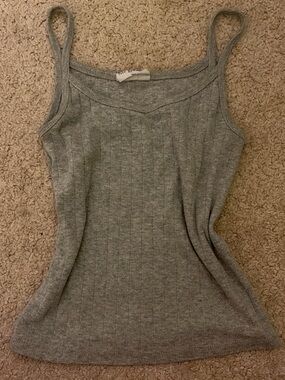 GAP Gray Ribbed Knit Camisole Tank Top